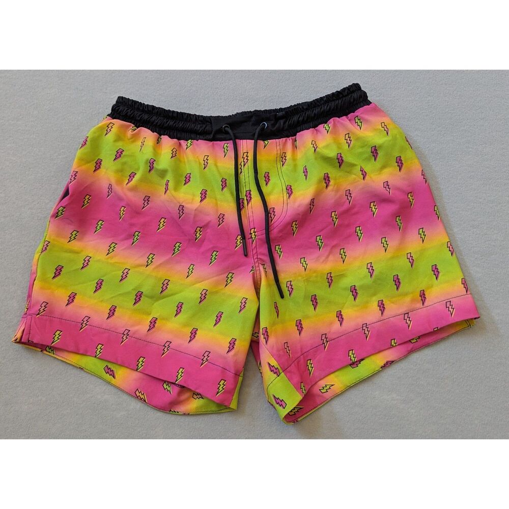 Euro Thrash Neon Lightning Bolt Swim Trunks Size L